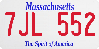 MA license plate 7JL552