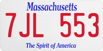 MA license plate 7JL553