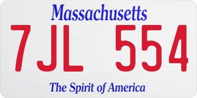 MA license plate 7JL554