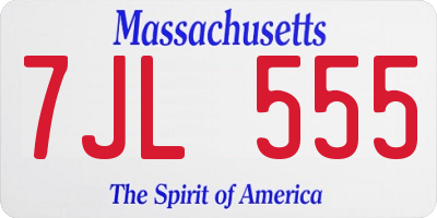 MA license plate 7JL555