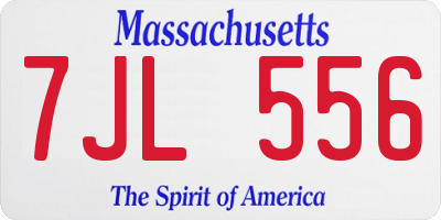 MA license plate 7JL556