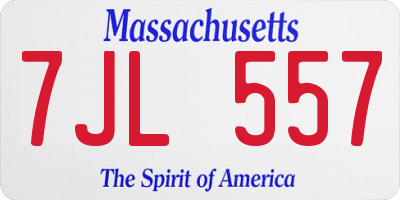 MA license plate 7JL557