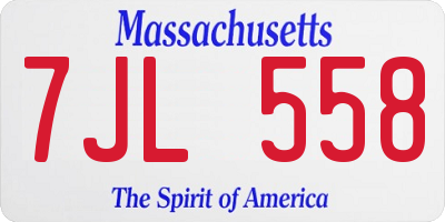 MA license plate 7JL558
