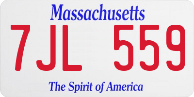 MA license plate 7JL559