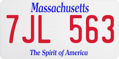 MA license plate 7JL563
