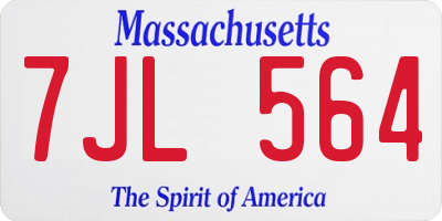 MA license plate 7JL564