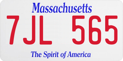 MA license plate 7JL565