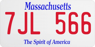 MA license plate 7JL566