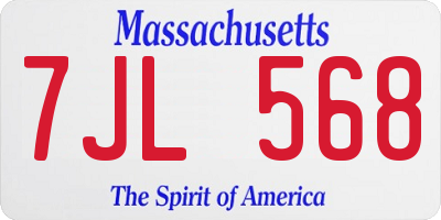 MA license plate 7JL568