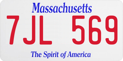 MA license plate 7JL569