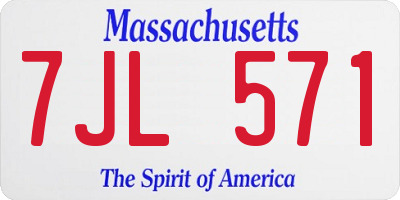 MA license plate 7JL571