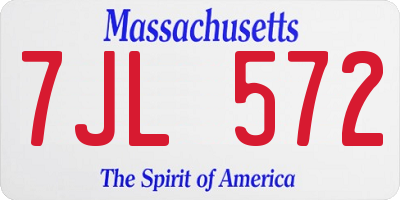 MA license plate 7JL572