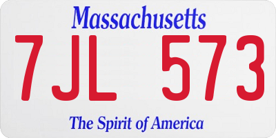MA license plate 7JL573