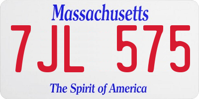 MA license plate 7JL575