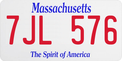MA license plate 7JL576