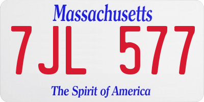 MA license plate 7JL577