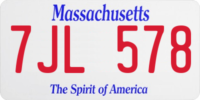MA license plate 7JL578