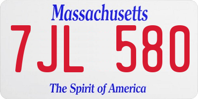 MA license plate 7JL580