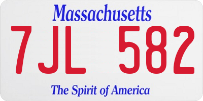 MA license plate 7JL582