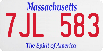 MA license plate 7JL583