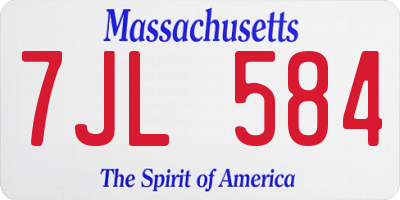 MA license plate 7JL584