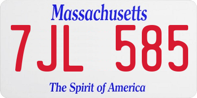MA license plate 7JL585