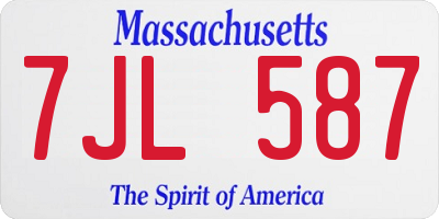 MA license plate 7JL587