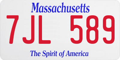 MA license plate 7JL589