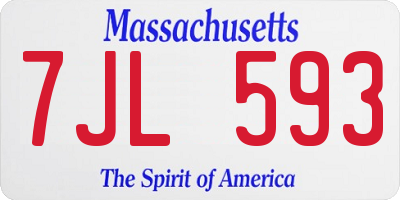 MA license plate 7JL593