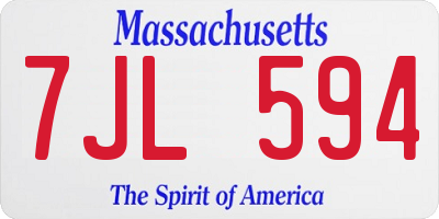 MA license plate 7JL594
