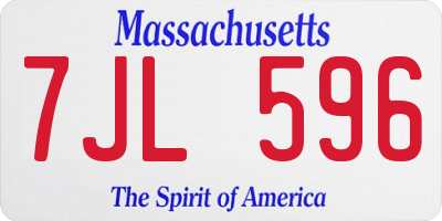 MA license plate 7JL596