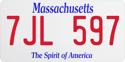 MA license plate 7JL597
