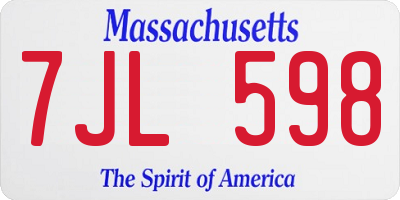 MA license plate 7JL598