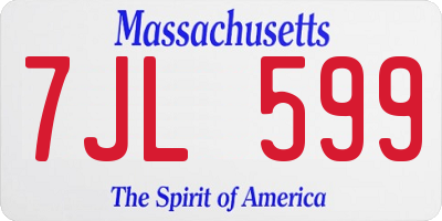 MA license plate 7JL599