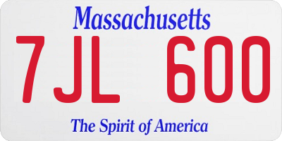 MA license plate 7JL600