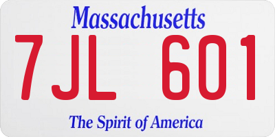 MA license plate 7JL601