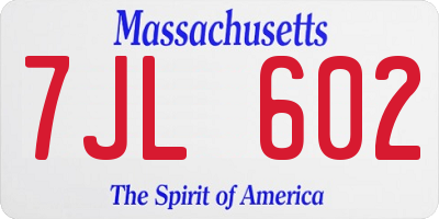 MA license plate 7JL602