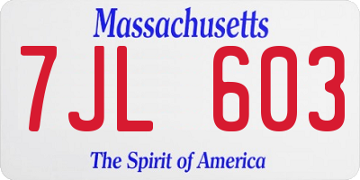 MA license plate 7JL603