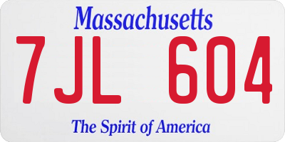 MA license plate 7JL604