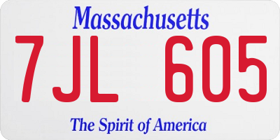 MA license plate 7JL605