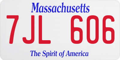 MA license plate 7JL606