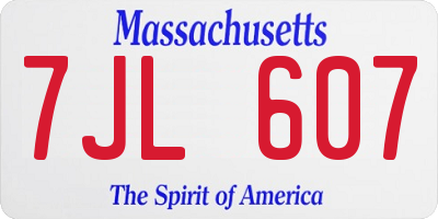 MA license plate 7JL607