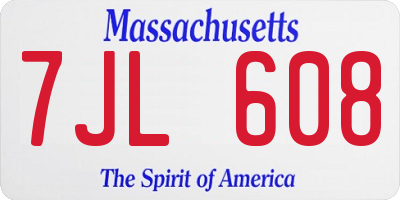 MA license plate 7JL608