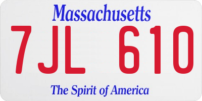 MA license plate 7JL610