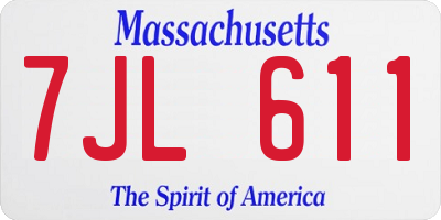 MA license plate 7JL611