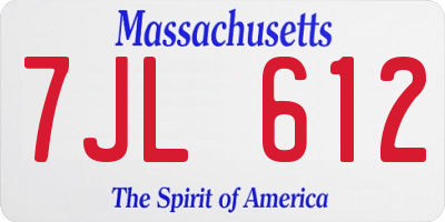 MA license plate 7JL612