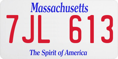 MA license plate 7JL613