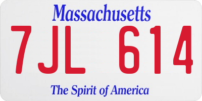 MA license plate 7JL614