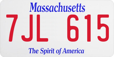 MA license plate 7JL615