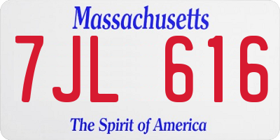 MA license plate 7JL616